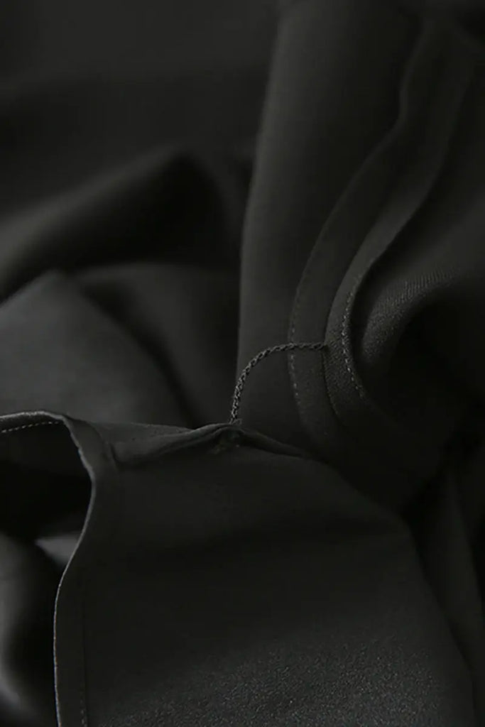 Black Triacetate V-Neck Gathered Waist Midi Dress - Fibflx