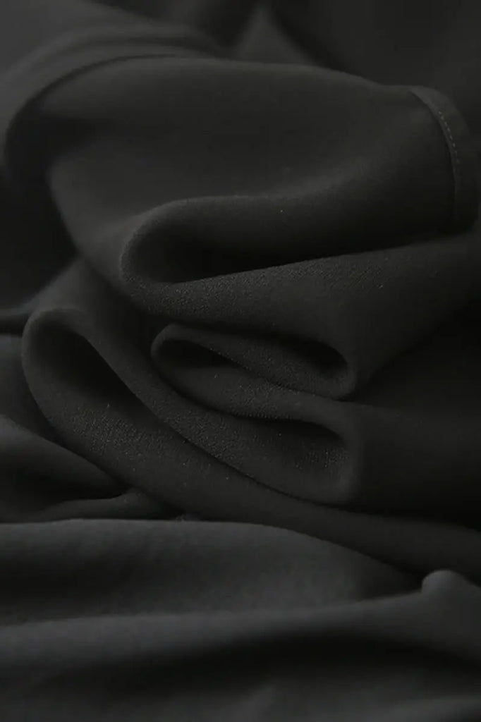 Black Triacetate V-Neck Gathered Waist Midi Dress - Fibflx