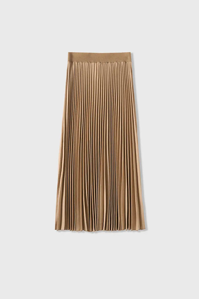 Fibflx Women's Black Wool Blend Maxi Pleated Skirt