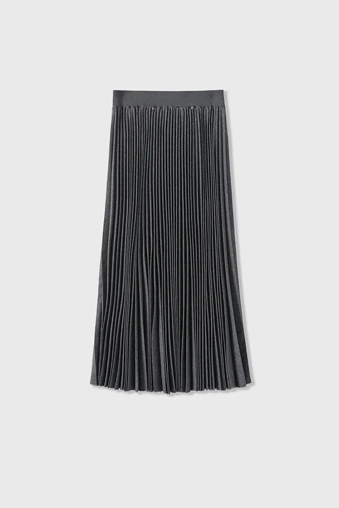 Fibflx Women's Black Wool Blend Maxi Pleated Skirt