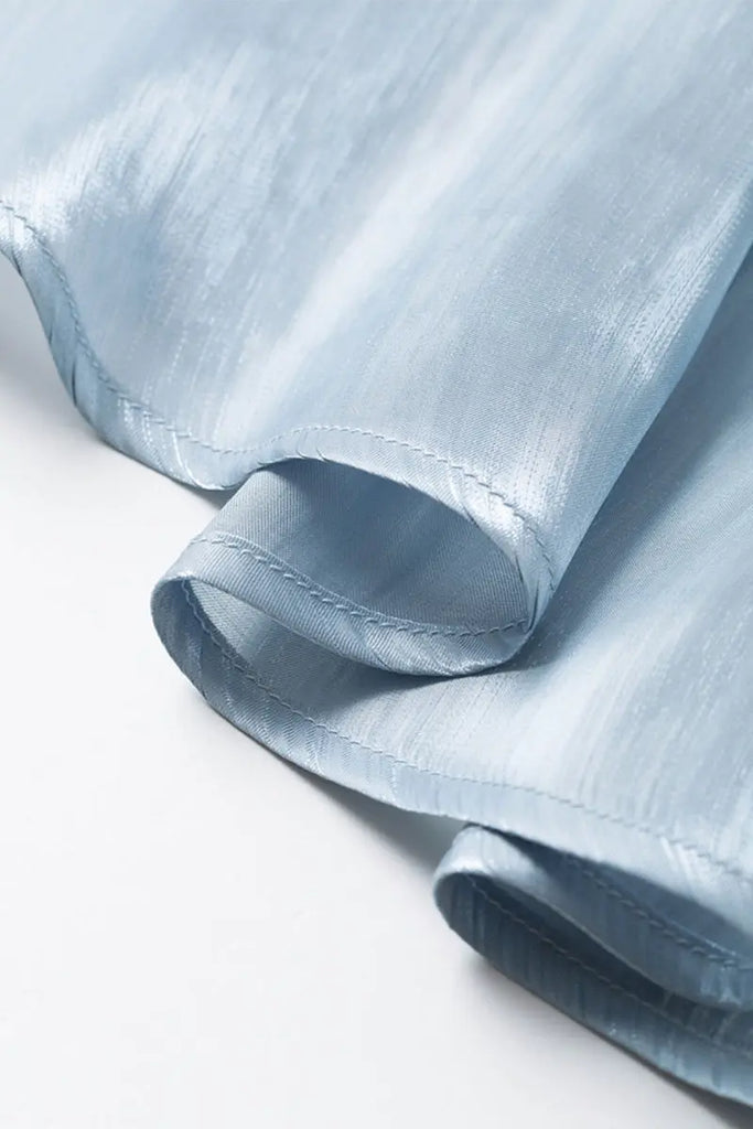 Blue Flowy Asymmetrical Sleeveless Trapeze Midi Dress Fibflx