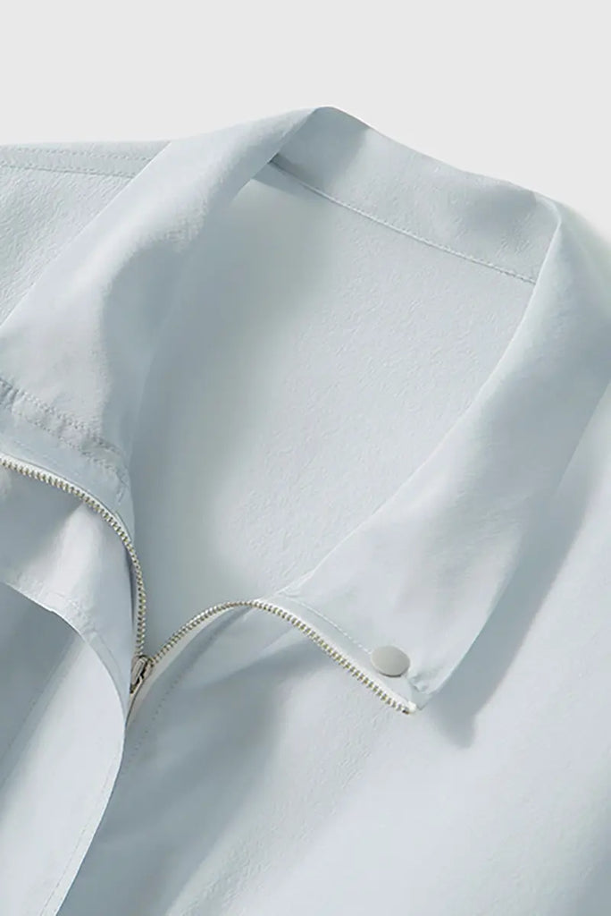 Blue Lightweight Sheer Silk Organza Jacket - Fibflx