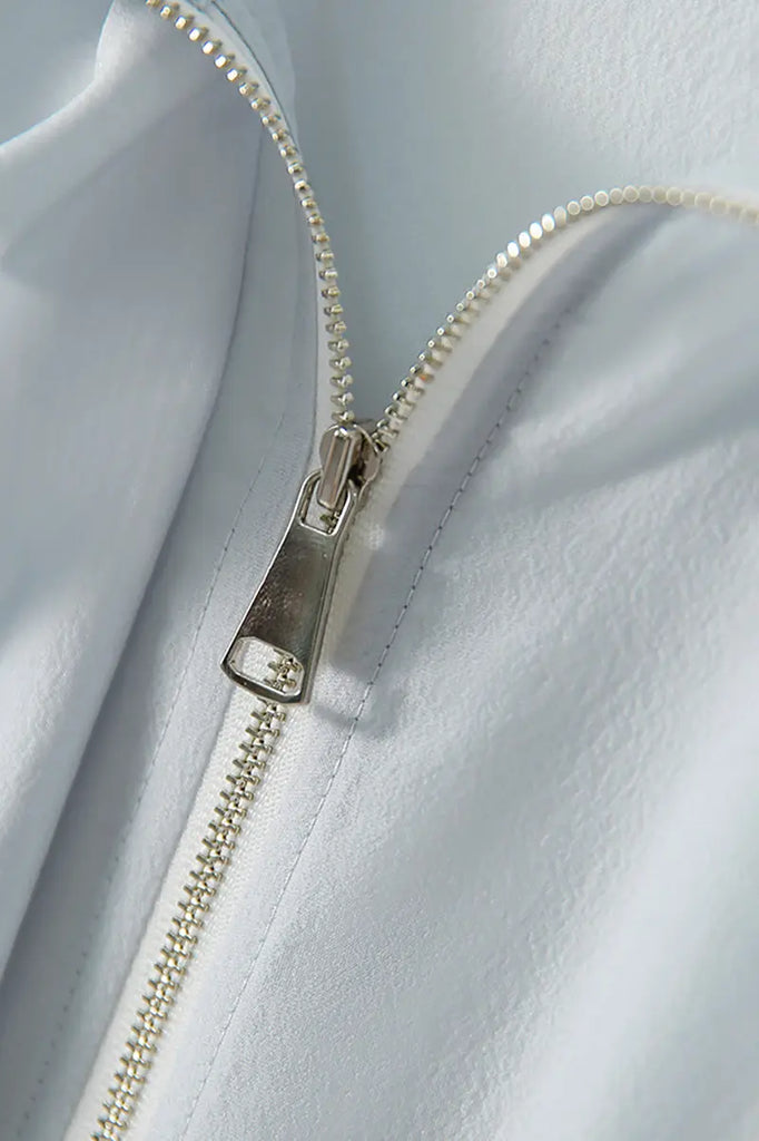 Blue Lightweight Sheer Silk Organza Jacket - Fibflx