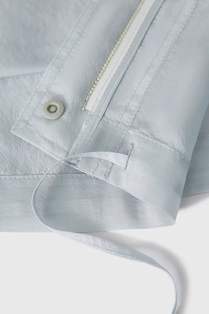 Blue Lightweight Sheer Silk Organza Jacket - Fibflx