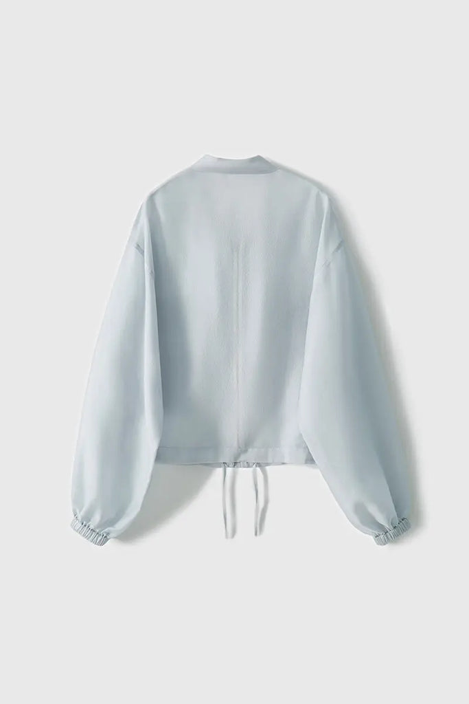 Blue Lightweight Sheer Silk Organza Jacket - Fibflx