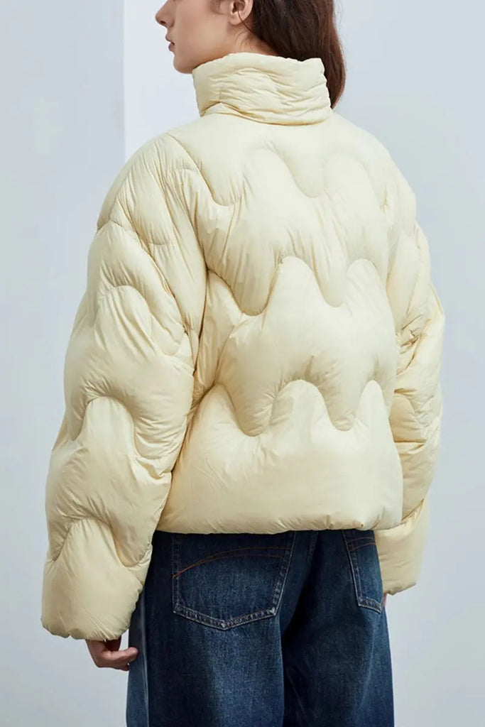 Fibflx Women's Boxy Quilted Cropped Down Puffer Jacket