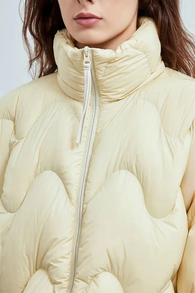 Fibflx Women's Boxy Quilted Cropped Down Puffer Jacket