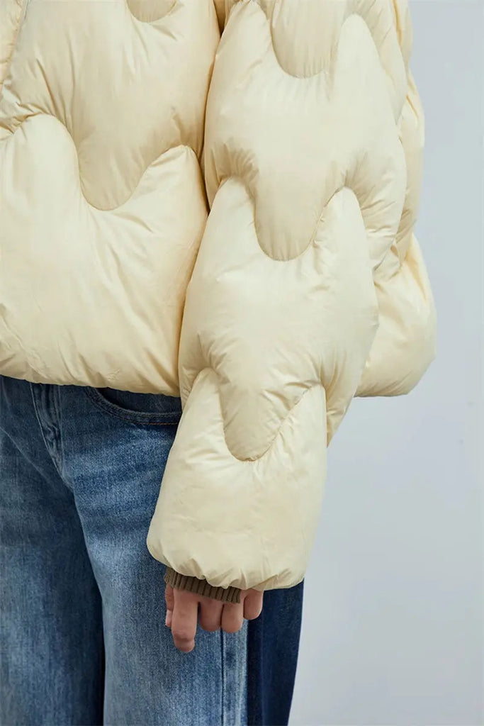 Fibflx Women's Boxy Quilted Cropped Down Puffer Jacket