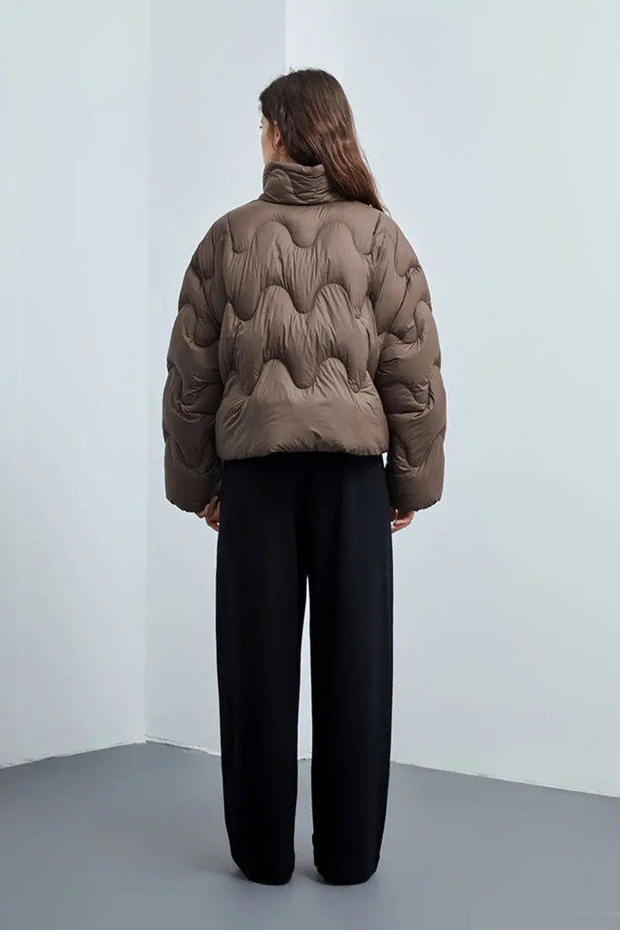 Fibflx Women's Boxy Quilted Cropped Down Puffer Jacket