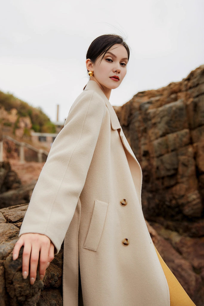 Fibflx Women's Boyfriend Coat in Wool and Cashmere