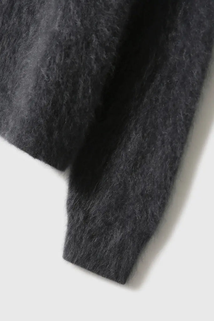 Brushed Cashmere Hooded Zip-Up Cardigan - Fibflx