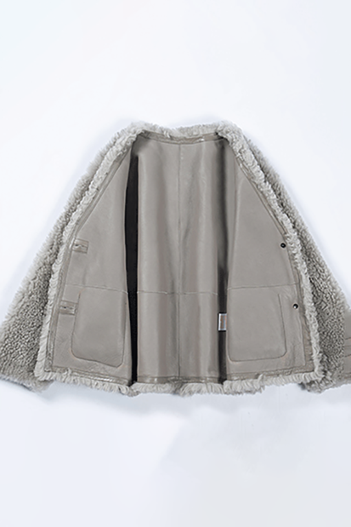 Button Front Toscana Shearling Sheepskin Coat Fibflx