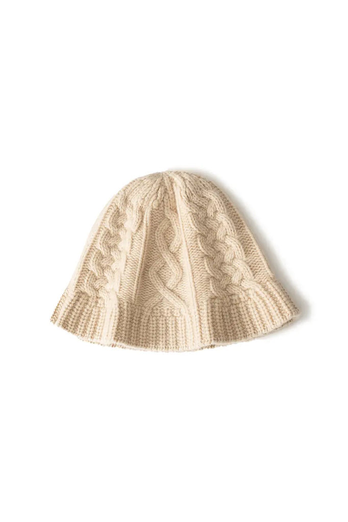 Cable Knit Designer Bucket Hat In 100 Cashmere Fibflx