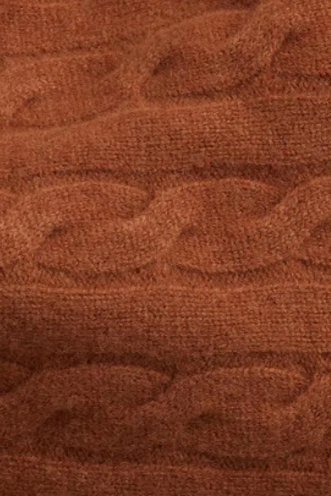 Fibflx Women's Cable Knit Red Wool Swater with Ribbed Cuff