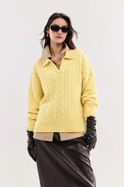 話題の人気 Fibflx Women's Wool Cable-Knit Pullover Sweater | Shop トップス