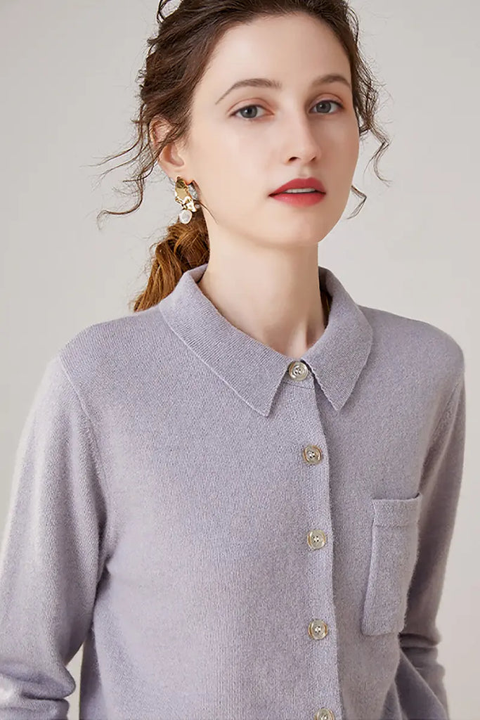 Fibflx Women's Casual 100 Cashmere Button Up Shirt