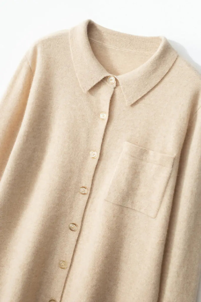 Fibflx Women's Casual 100 Cashmere Button Up Shirt