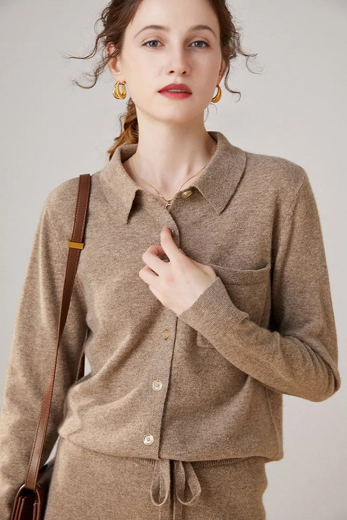 Fibflx Women's Casual 100 Cashmere Button Up Shirt