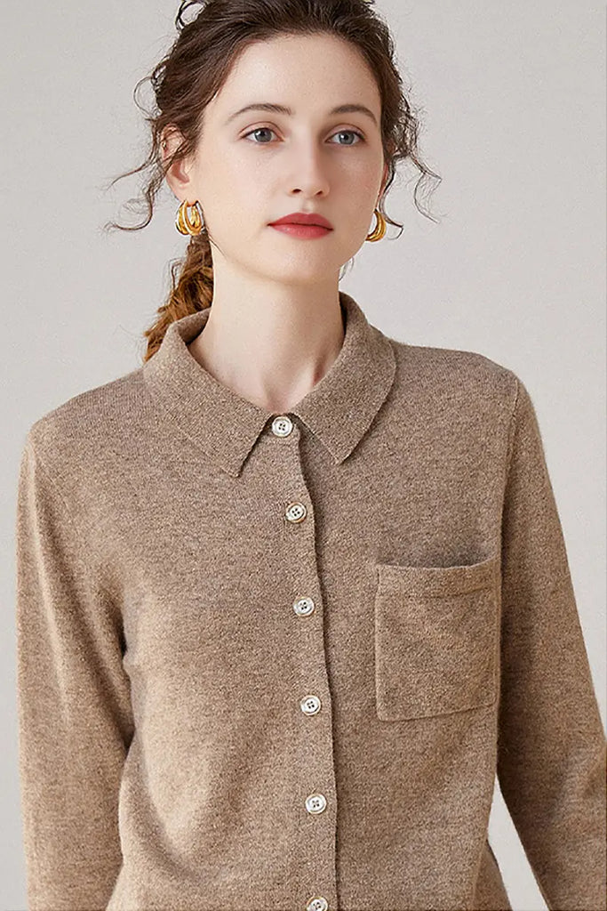 Fibflx Women's Casual 100 Cashmere Button Up Shirt