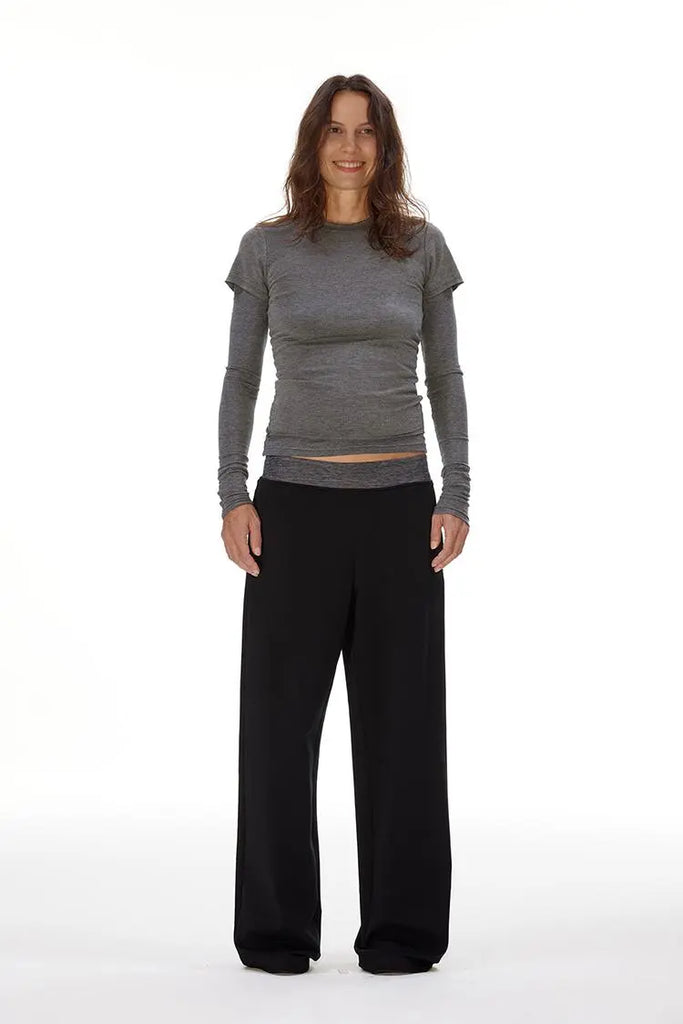 Fibflx Women's Casual Black Wide Leg Tall Sweatpants