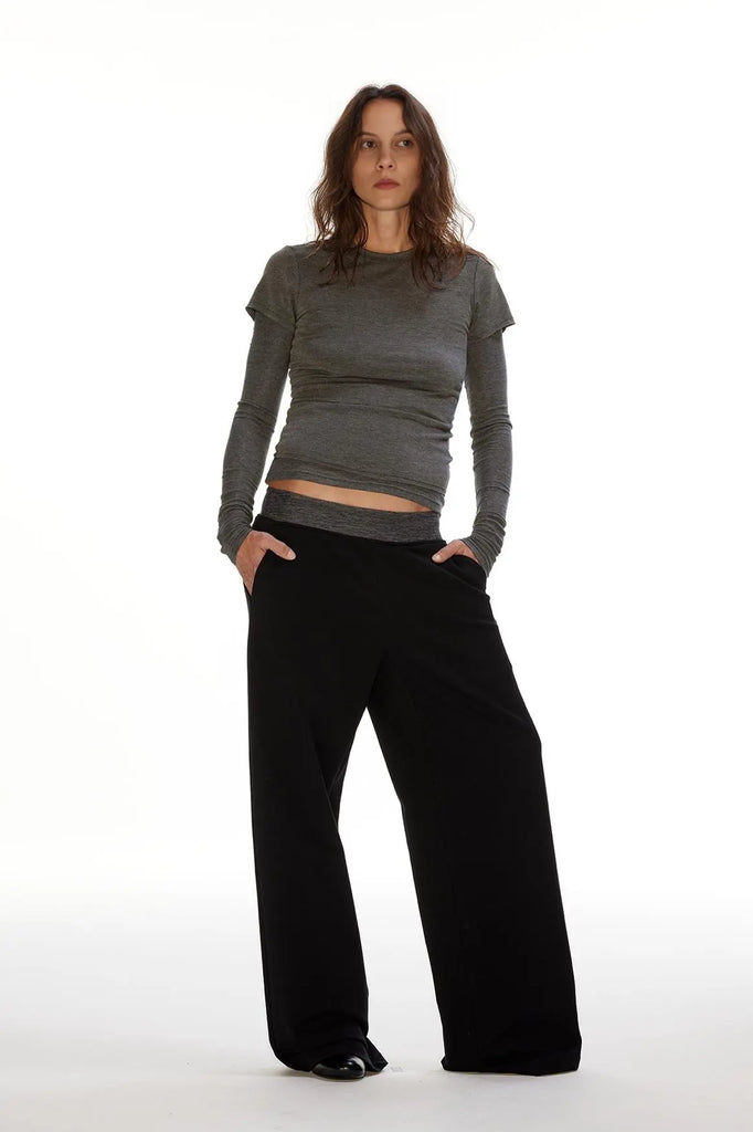 Fibflx Women's Casual Black Wide Leg Tall Sweatpants