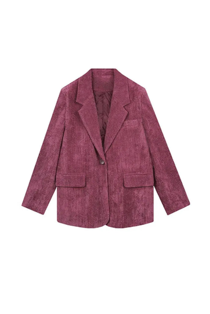 Fibflx Women's Casual Corduroy Single Breasted Blazer