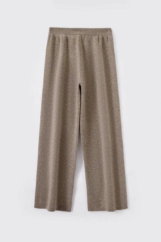 Fibflx Women's Casual High Waist Wide-leg Wool Drawstring Lounge Pants