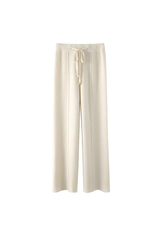 Casual High Waist Wide-leg Wool Drawstring Lounge Pants Fibflx