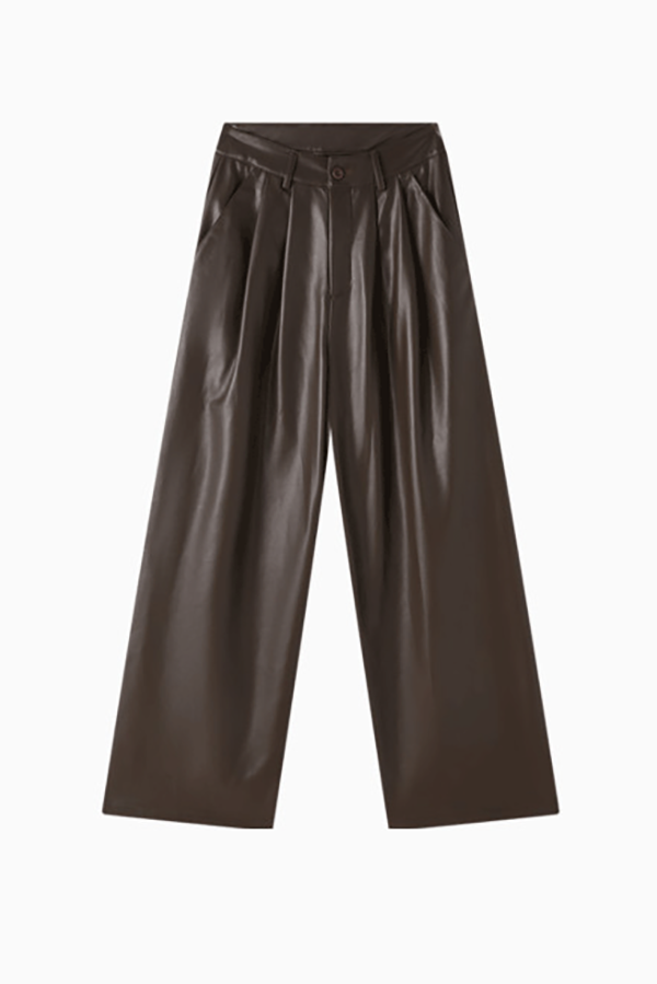 Moxidress Pocketed Straight Wide Leg Faux Leather Pants main image 1