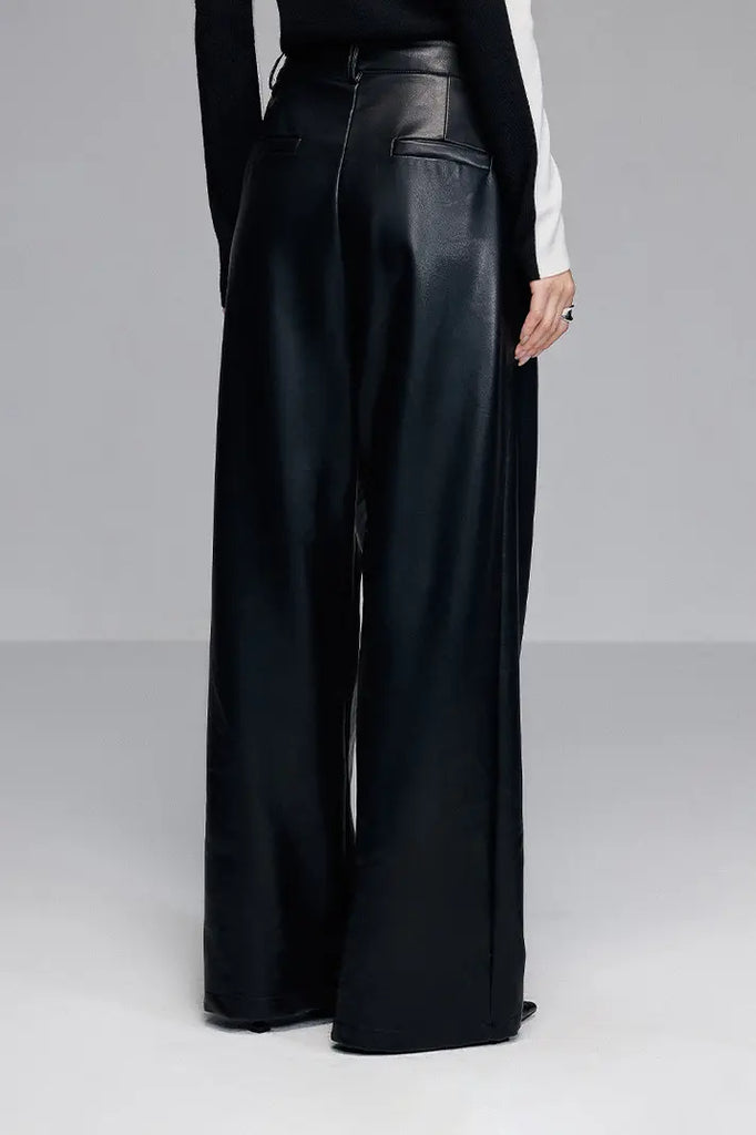 Wide Leg Faux Leather Pants