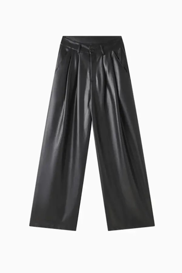 Women's Fashion Wide-Leg Faux Leather Pants
