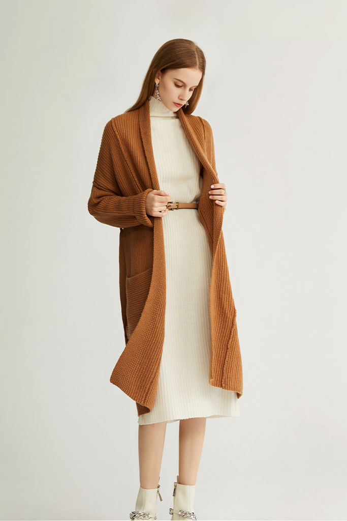 Casual Wool Belted Duster Cardigan Fibflx