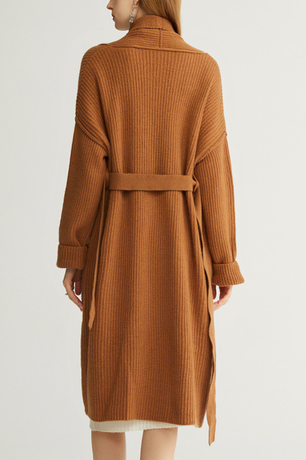 Casual Wool Belted Duster Cardigan Fibflx