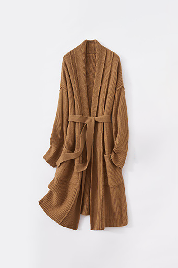 Casual Wool Belted Duster Cardigan Fibflx