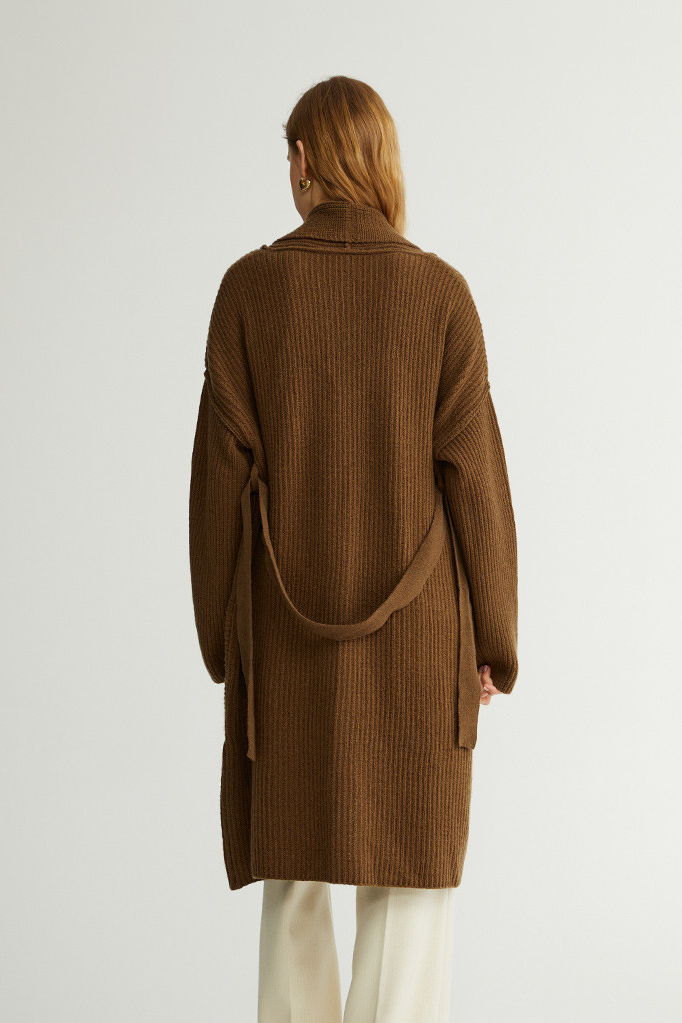 Casual Wool Belted Duster Cardigan Fibflx