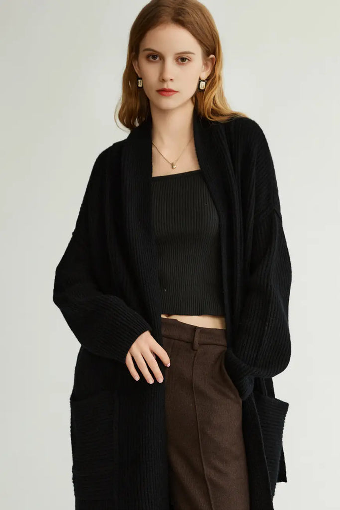 Casual Wool Belted Duster Cardigan Fibflx