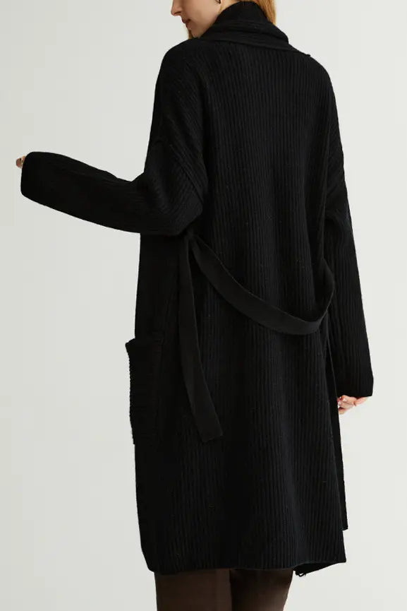 Casual Wool Belted Duster Cardigan Fibflx