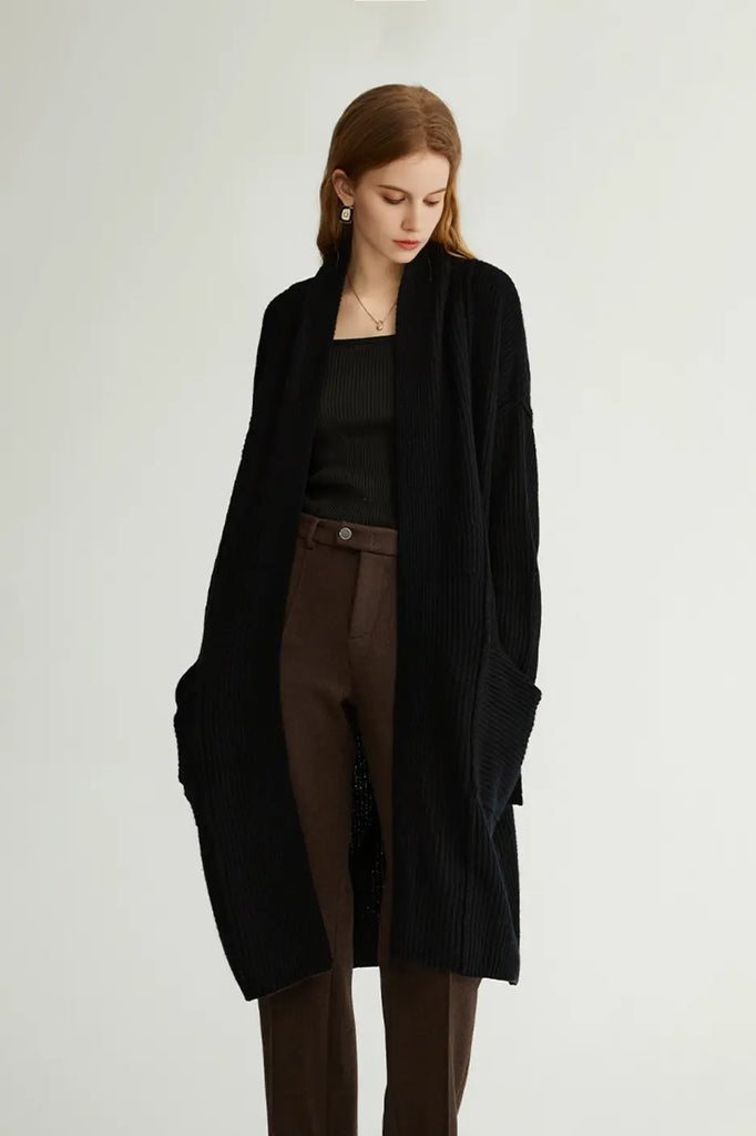 Casual Wool Belted Duster Cardigan Fibflx