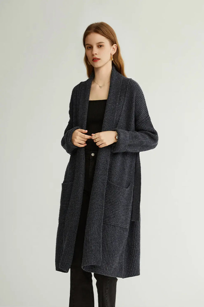 Casual Wool Belted Duster Cardigan Fibflx