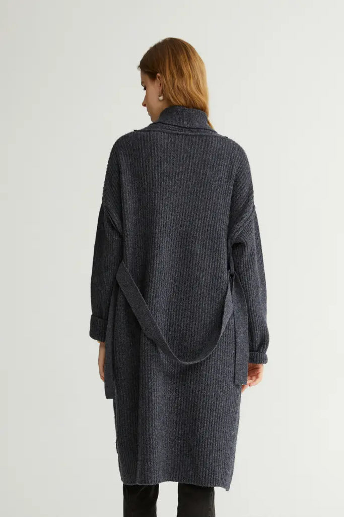 Casual Wool Belted Duster Cardigan Fibflx