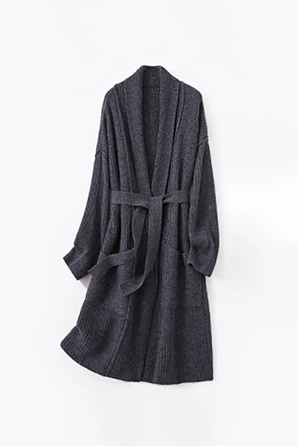 Casual Wool Belted Duster Cardigan Fibflx