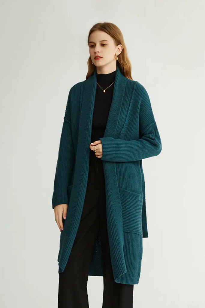 Casual Wool Belted Duster Cardigan Fibflx