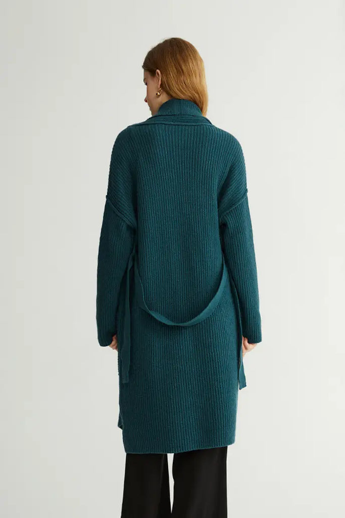 Casual Wool Belted Duster Cardigan Fibflx