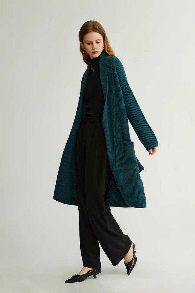 Casual Wool Belted Duster Cardigan Fibflx