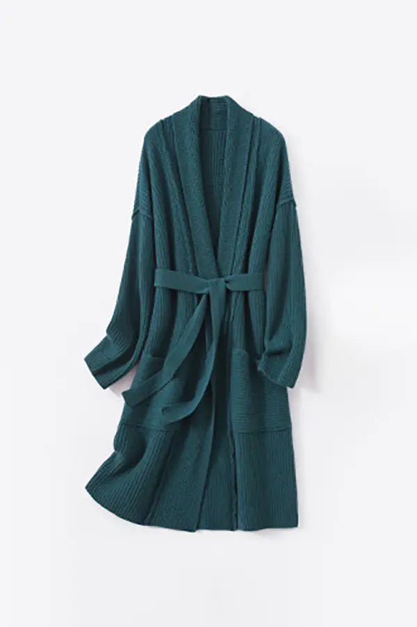 Casual Wool Belted Duster Cardigan Fibflx