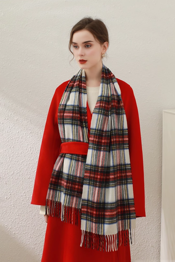 ​Christmas Plaid Cashmere Fringe Scarf