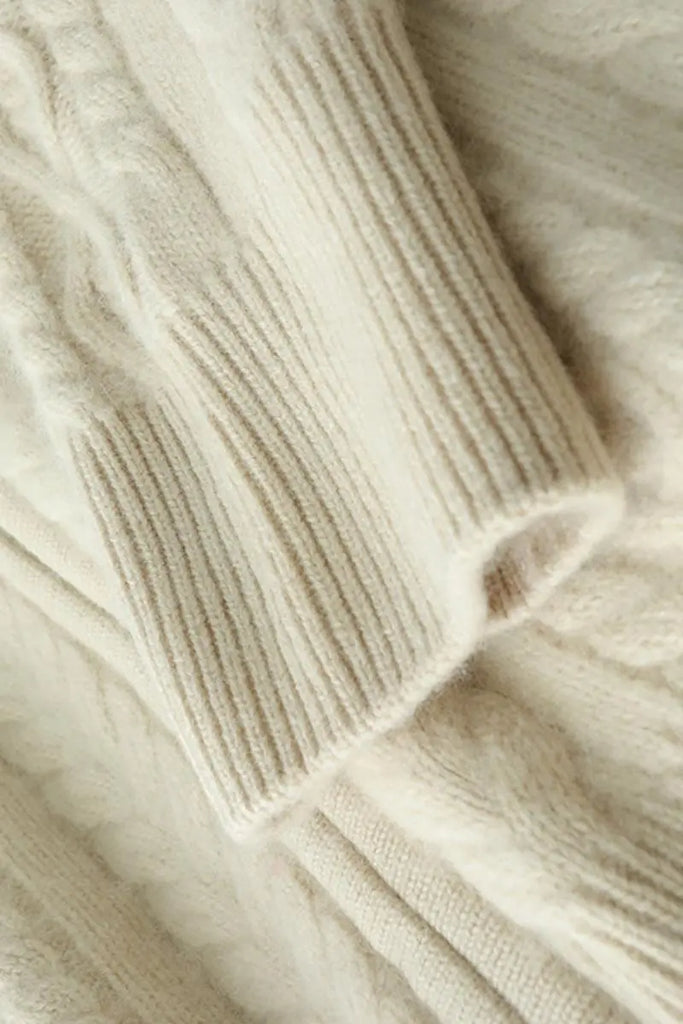 Fibflx Women's Chunky 100 Cashmere Cable-Knit Double-Zip Cardigan