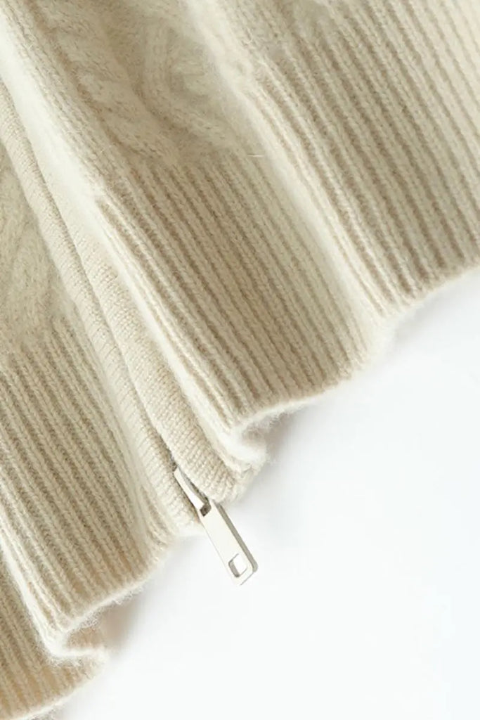 Fibflx Women's Chunky 100 Cashmere Cable-Knit Double-Zip Cardigan