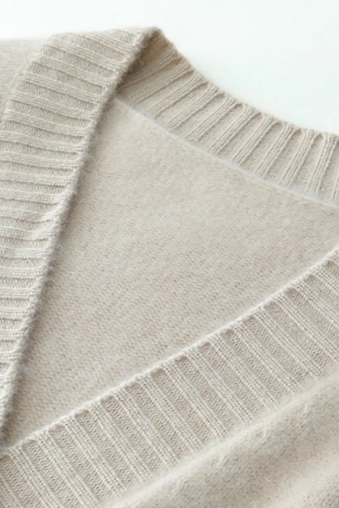 Fibflx Women's Chunky 100 Cashmere V-Neck Cardigan