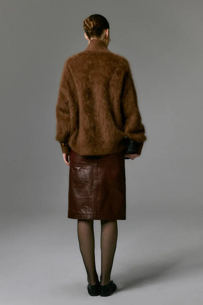 Fibflx Women's Chunky Brushed Cashmere Turtleneck Pullover Sweater